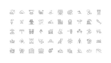 Summer ideas, linear icons, line signs set, vector set