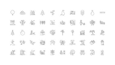 Trees ideas, linear icons, line signs set, vector set
