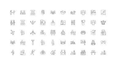 Manager ideas, linear icons, line signs set, vector set