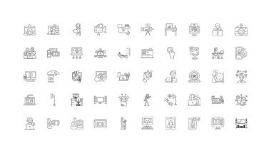 Video ideas, linear icons, line signs set, vector set