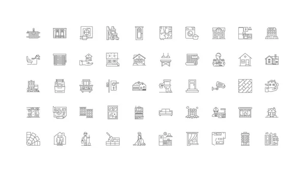 Real Estate Ideas Linear Icons Line Signs Set Vector Set — Vector de stock