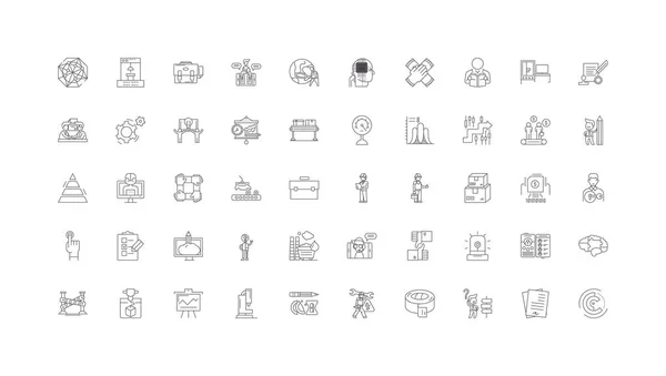 Research Development Concept Illustration Linear Icons Line Signs Set Vector — Archivo Imágenes Vectoriales