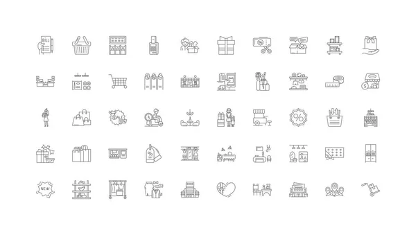 Shopping Mall Ideas Linear Icons Line Signs Set Vector Set — 图库矢量图片