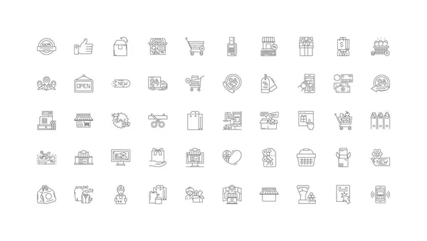 Retailer Ideas Linear Icons Line Signs Set Vector Set — 图库矢量图片