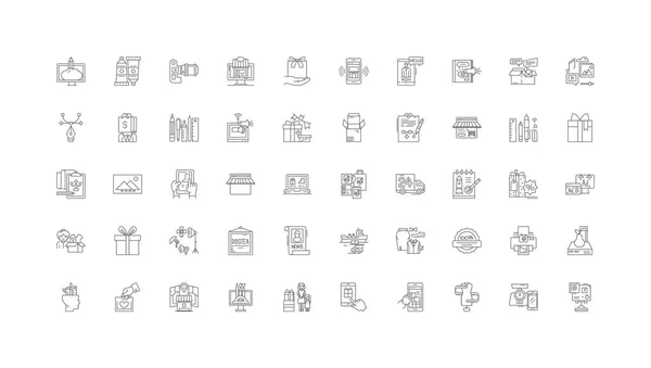 Production Ideas Linear Icons Line Signs Set Vector Set — Vettoriale Stock
