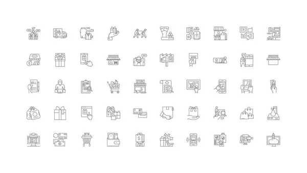 Retail Business Ideas Linear Icons Line Signs Set Vector Set — Vettoriale Stock