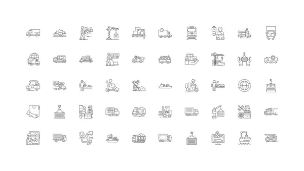 Shipping Concept Illustration Linear Icons Line Signs Set Vector Set — Stock Vector
