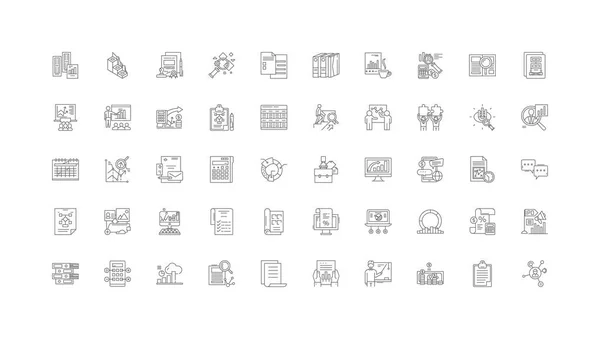Reports Concept Illustration Linear Icons Line Signs Set Vector Set — Stock Vector