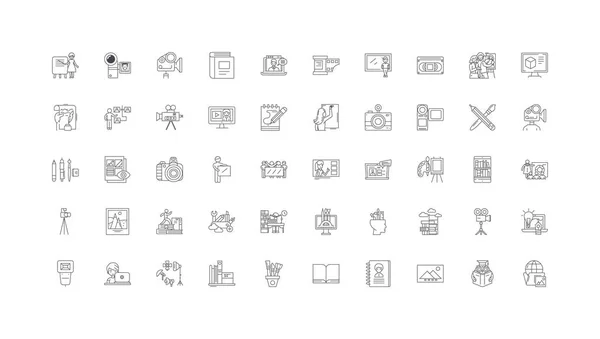Portfolio Ideas Linear Icons Line Signs Set Vector Set — Archivo Imágenes Vectoriales
