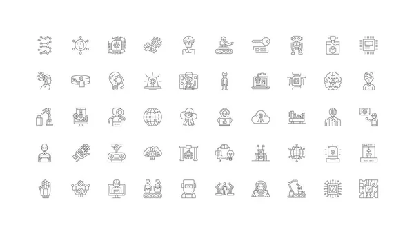 Robotics Concept Illustration Linear Icons Line Signs Set Vector Set — 图库矢量图片