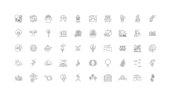 Spring Linear Icons Line Signs Set Vector Set - Stok Vektor