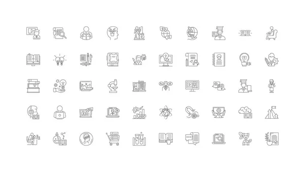 Information Science Concept Illustration Linear Icons Line Signs Set Vector — Stock Vector