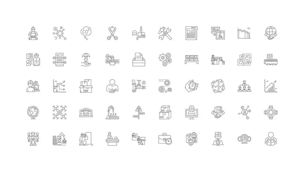 Supply Chain Ideas Linear Icons Line Signs Set Vector Set — 图库矢量图片