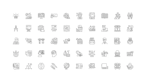 Knowledge Concept Illustration Linear Icons Line Signs Set Vector Set — Stock vektor