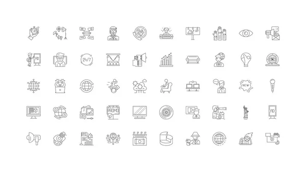 Television Ideas Linear Icons Line Signs Set Vector Set — 图库矢量图片