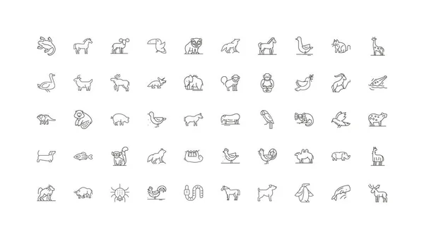 Wildlife Animals Ideas Linear Icons Line Signs Set Vector Set — Vector de stock