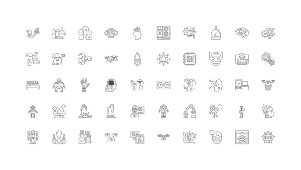 Robotics Ideas Linear Icons Line Signs Set Vector Set — Stok Vektör