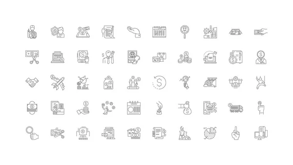 Taxes Concept Illustration Linear Icons Line Signs Set Vector Set — Vector de stock