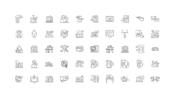 Online Business Ideas Linear Icons Line Signs Set Vector Set - Stok Vektor