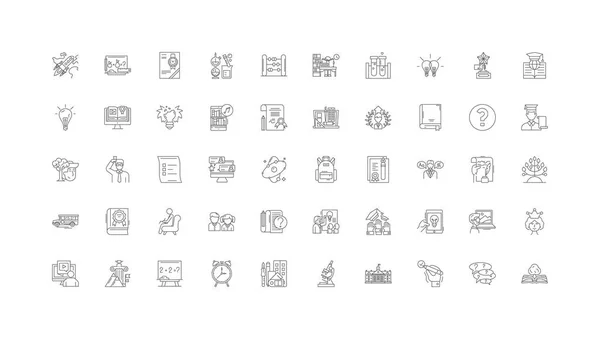 School Ideas Linear Icons Line Signs Set Vector Set — Vettoriale Stock