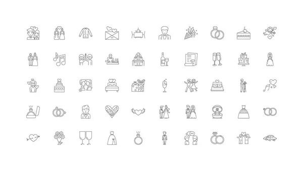 Wedding Concept Illustration Linear Icons Line Signs Set Vector Set — Vector de stock