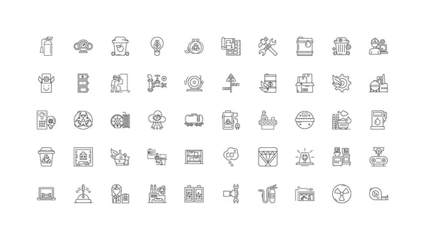 Industry Concept Illustration Linear Icons Line Signs Set Vector Set — Archivo Imágenes Vectoriales