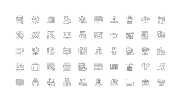 High School Concept Illustration Linear Icons Line Signs Set Vector — Stock Vector