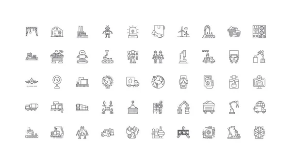 Industry Set Concept Illustration Linear Icons Line Signs Set Vector — Vector de stock