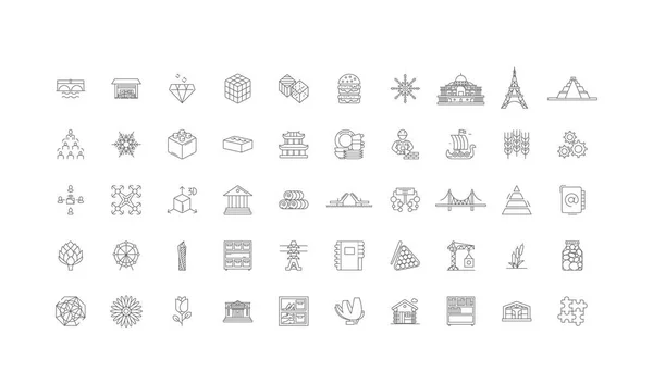 Structure Icons Concept Illustration Linear Icons Line Signs Set Vector — Vector de stock