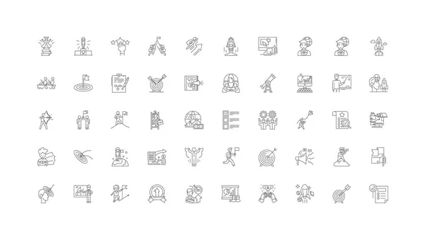 Goals Concept Illustration Linear Icons Line Signs Set Vector Set — 스톡 벡터