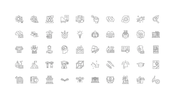 Students Concept Illustration Linear Icons Line Signs Set Vector Set — Vettoriale Stock