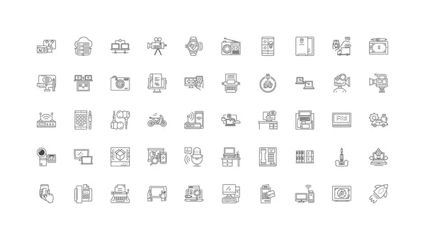 Hardware Concept Illustration Linear Icons Line Signs Set Vector Set — Stock Vector