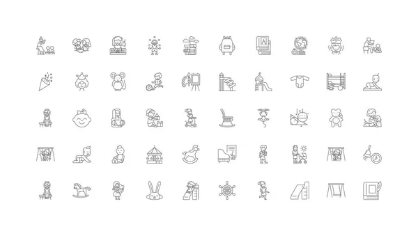 Kindergarten Concept Illustration Linear Icons Line Signs Set Vector Set — 스톡 벡터