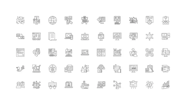 Internet Marketing Concept Illustration Linear Icons Line Signs Set Vector — Image vectorielle