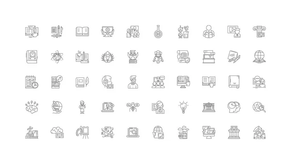 Knowledge Ideas Linear Icons Line Signs Set Vector Set — Vettoriale Stock