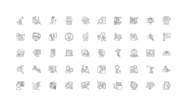 Searching People Ideas Linear Icons Line Signs Set Vector Set — ストックベクタ