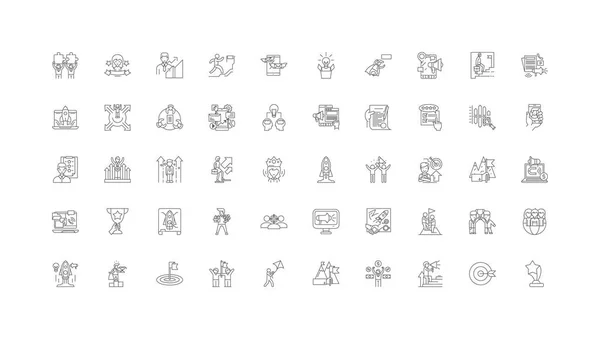 Goals Ideas Linear Icons Line Signs Set Vector Set — Stok Vektör