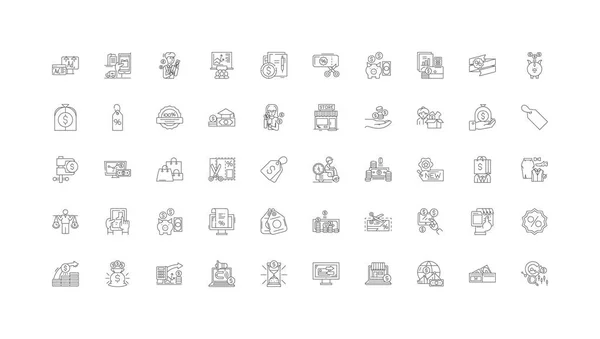 Sales Concept Illustration Linear Icons Line Signs Set Vector Set — Vettoriale Stock