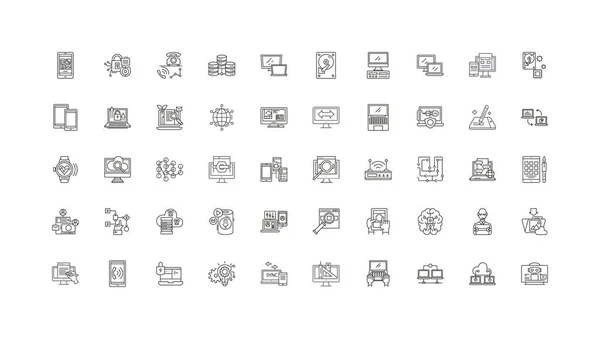 System Administration Ideas Linear Icons Line Signs Set Vector Set — Stock Vector