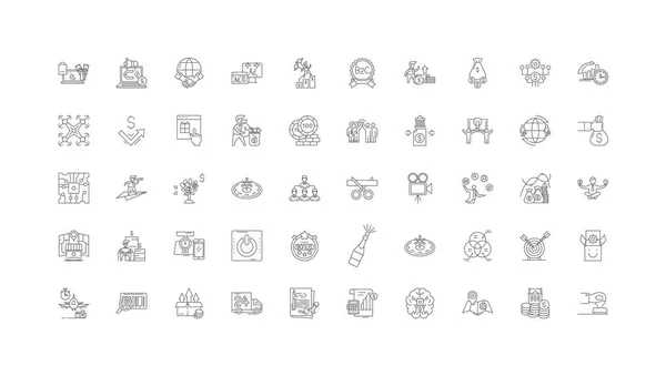 Successful Business Concept Illustration Linear Icons Line Signs Set Vector — Stok Vektör