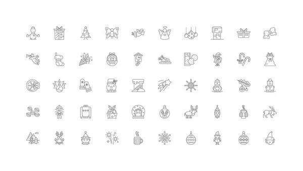 Thankgiving Ideas Linear Icons Line Signs Set Vector Set — Vettoriale Stock