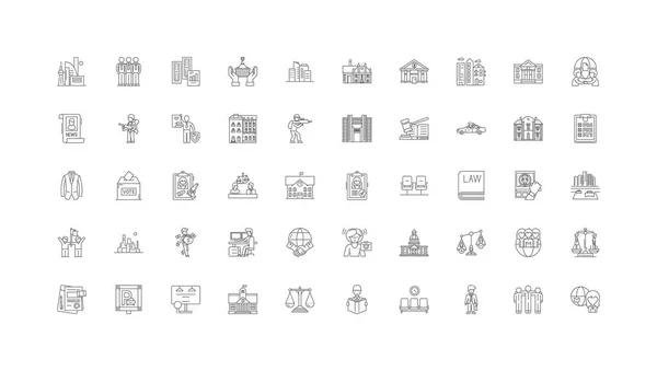 Government Ideas Linear Icons Line Signs Set Vector Set — Vetor de Stock