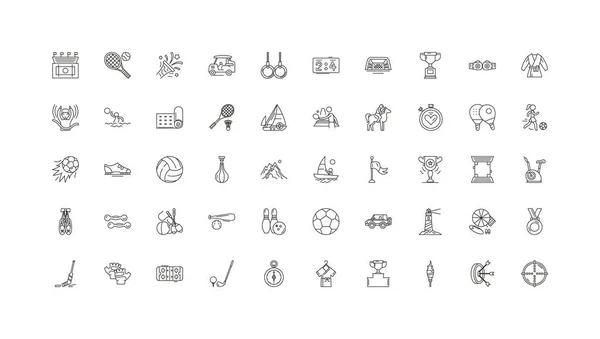 Sport Activities Ideas Linear Icons Line Signs Set Vector Set — Wektor stockowy