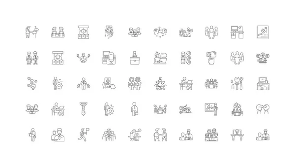Manager Ideas Linear Icons Line Signs Set Vector Set — Διανυσματικό Αρχείο