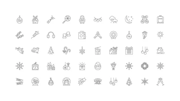 Holidays Concept Illustration Linear Icons Line Signs Set Vector Set — Vettoriale Stock
