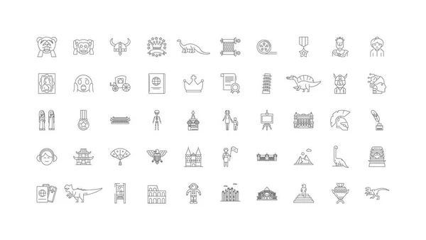 Museum Ideas Linear Icons Line Signs Set Vector Set — 스톡 벡터