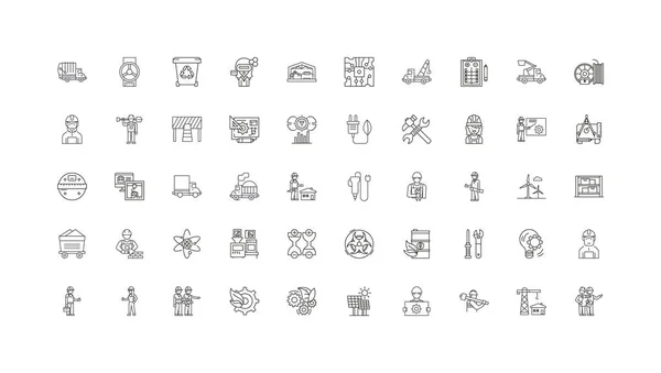 Industrial Concept Illustration Linear Icons Line Signs Set Vector Set — Vettoriale Stock