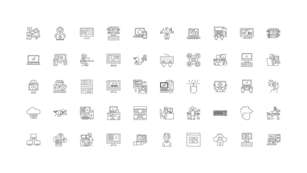 Web Programming Ideas Linear Icons Line Signs Set Vector Set — Vettoriale Stock