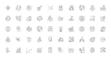 Address ideas, linear icons, line signs set, vector set