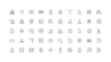 Market ideas, linear icons, line signs set, vector set